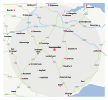 20 mile radius map